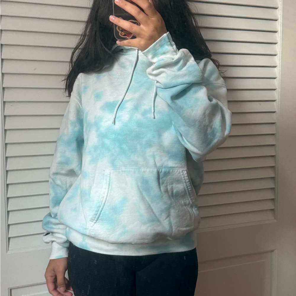 Women's Blue Tie-Dye Hoodie Sweater